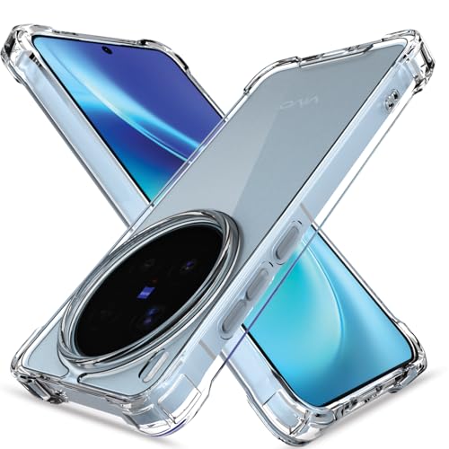 Image of Amazon Basics Back Cover for Vivo X300 Pro 5G PC + TPU Clear Transparent Raised Edges Shockproof Protective Phone Bumper Case (Transparent)