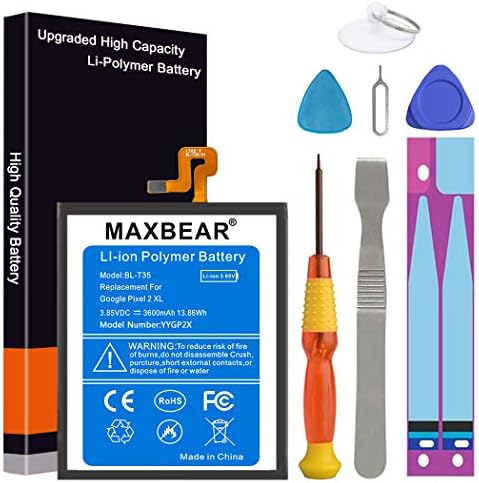 Google Pixel 2 XL Battery,MAXBEAR 3600mAh Li-Polymer Battery BL-T35 Replacement for HTC Google Pixel 2 XL (6.0'') with Repair Screwdriver Kit Tools.