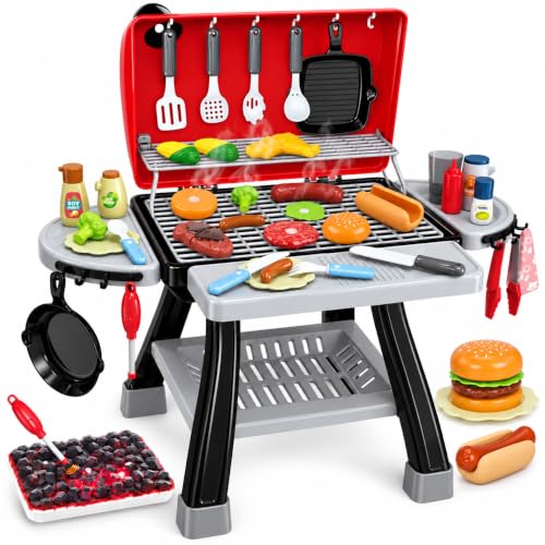 Kids Play Kitchen Toys, Kids BBQ Grill Kitchen Playset with...