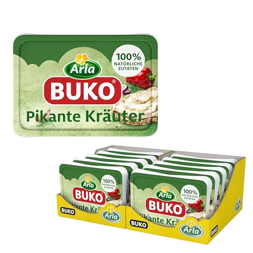 Arla Buko Pikante Kräuter Frischkäse| 10x 200g | 100% natürliche Zutaten | Ohne Konservierungsstoffe, Verdickungsmittel und Geschmacksverstärker
