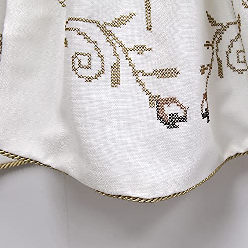 Home Soft Things 1 Piece Rose Embroidery Valance, Taupe, 60" X 19", Scalloped Flower Floral Thermal Insulated Window Curtain Valance Thick Drapes For Bedroom Decor With Rod Pocket. #TOP2