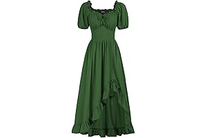 Scarlet Darkness Gothic Medieval Maxi Dress with Pockets