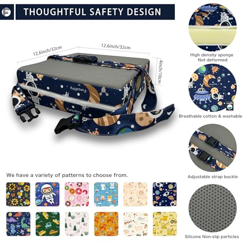 Image of Toddler Booster Seat for Dining Table, Portable Booster Seat for Kitchen Chair, 4 Inch High-Density Foam Cushion with Adjustable Safety Straps and Non-Slip Bottom, Perfect for Kids Travel and Daily