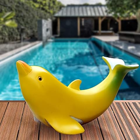 Lhocm Niedliche Bananen-Delfin-Heimdekoration, Gartenstatuen, lustige Delfin-Ornamente, handgefertigte Gartenzwerge für Garten, Weihnachten und neues Zuhause Cover