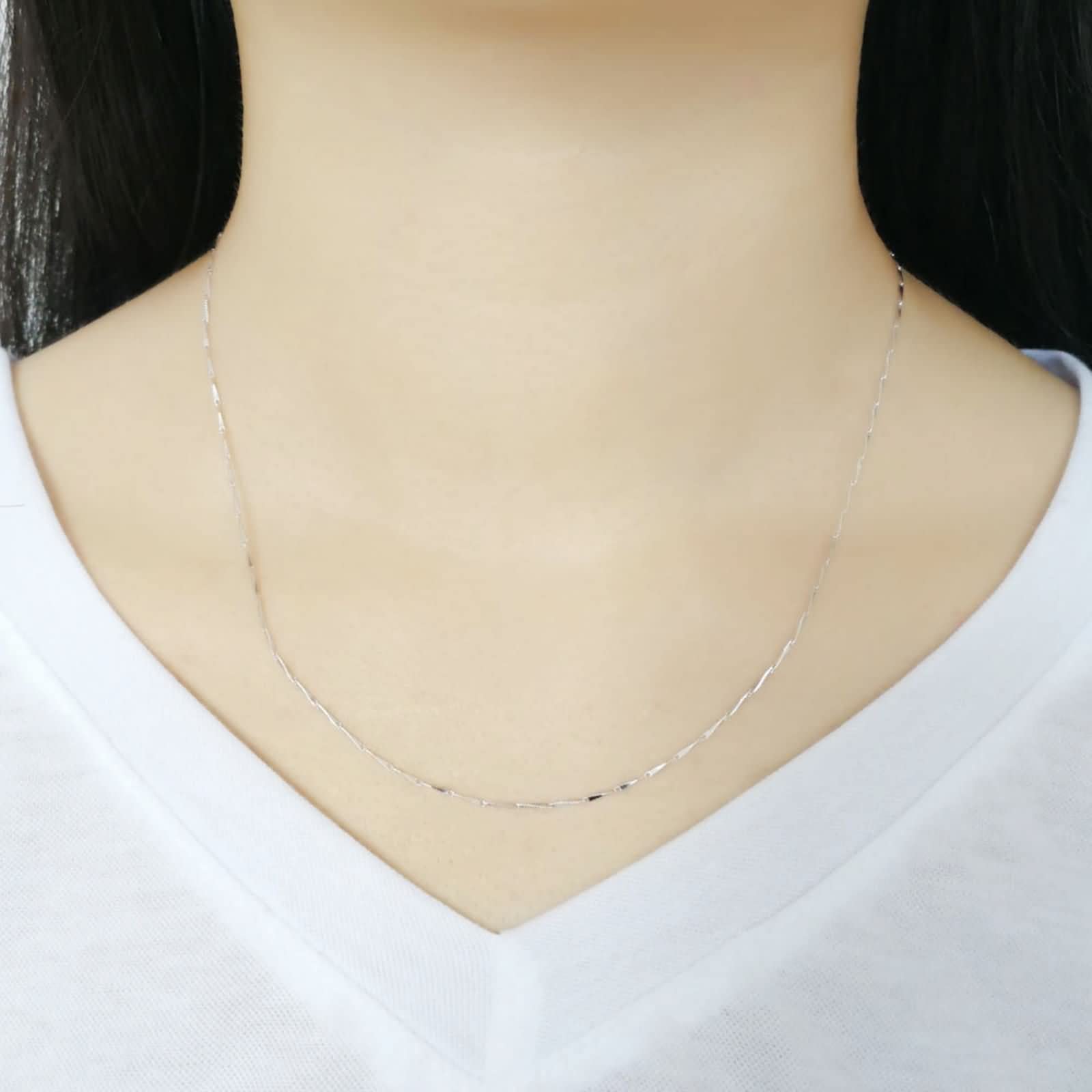 Catenina Lunga Donna,Collana Lunga 40-45 cm Donna Collana 0.8mm Catena Barre Catenina Donna Argento 925 Collanine Donna Argento