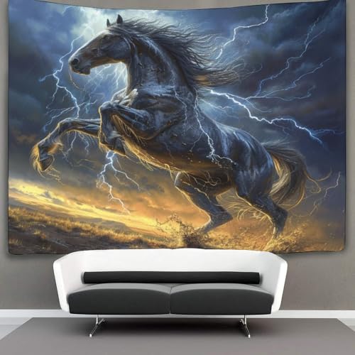 Tapisserie cheval 3D de 180x230cm pour décoration de salon
