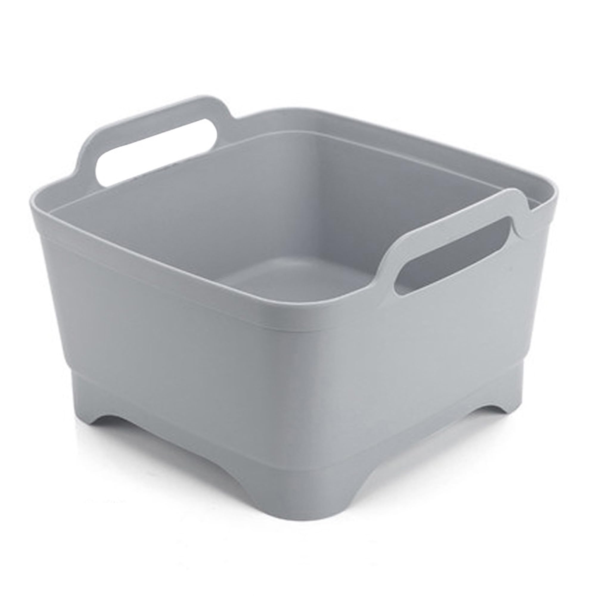 TIMIFUN Washing Up Bowl with Sink Plug Strainer, Sink Strainer, Multipurpose Square Basin, Wash Drain for Fruits Vegetables, Kitchen Useful Large Wash Bucket with Handles and Draining Plug
