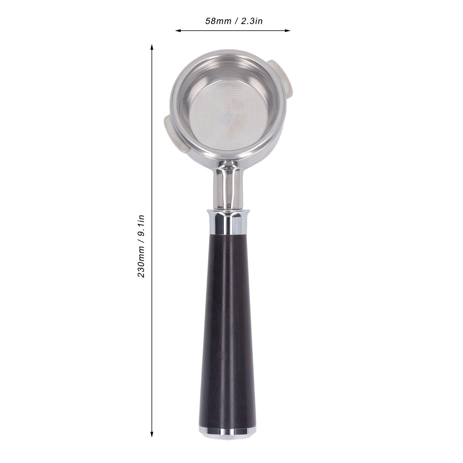 Portafiltro de café, portafiltro de 3 orejas con cesta de filtro de 58 mm for cafetera Nuova, mango de portafiltro de 58 mm, portafiltro sin fondo desmontable de acero inoxidable (un palo de rosa negr