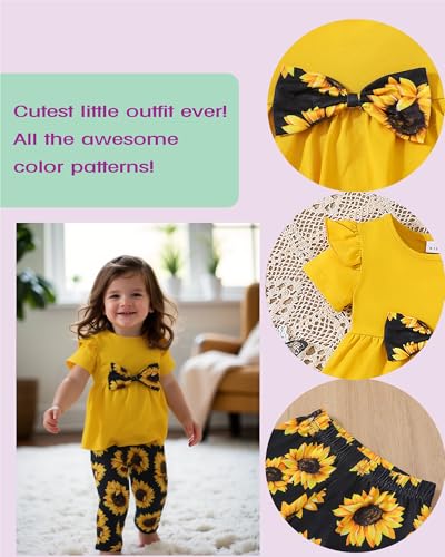 Image of Doresbebe Baby Girl Clothes Toddler Girl Outfits Infant Girl Summer Clothes for Girl Ruffle Shirt Pants+Cute Headband 3PCS