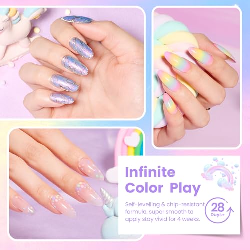 Image of Beetles Pastel Gel Polish Set - 6 Colors Pastel Shimmer Gel Polish Kit Soak Off UV LED Gel Nail Set Daily Salon Manicure Long Lasting DIY Nail Art Gift for Women