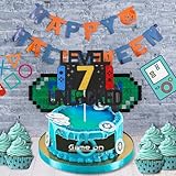 Prasacco 7th Birthday Cake Topper Gaming Cake Topper Personalized Happy Birthday Cake Topper Decoration Birthday Game Party Supplies for Kids Boys - Image 6