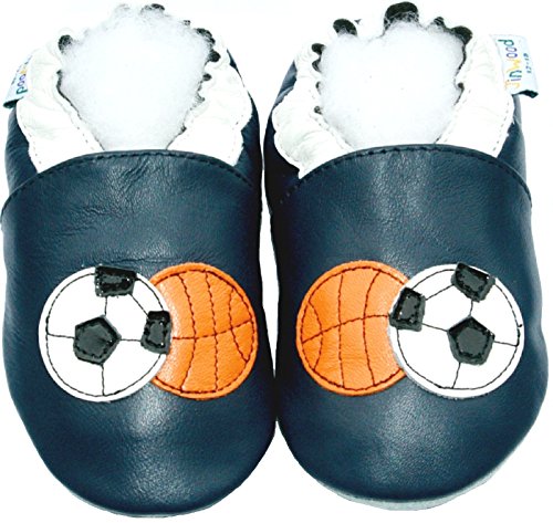Leather Baby Soft Sole Shoes Boy Girl Infant Children Kid Toddler Crib First Walk Gift Soccer&Basketball Navy (24-30month, Navy)