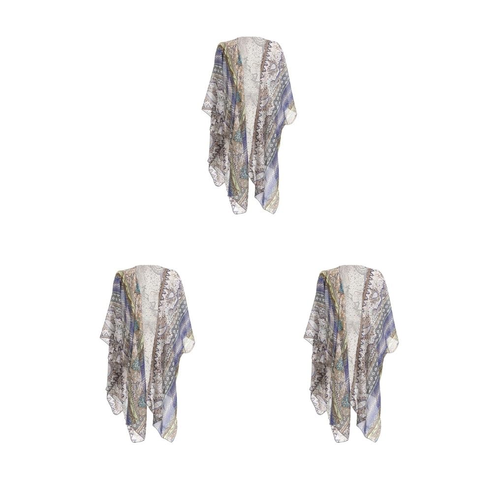 Estate Donne Spiaggia Coprire Kimono Cardigan Leggero Costume Da Bagno Wrap Blu
