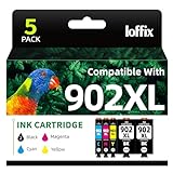 Ioffix 902XL Ink Cartridges Combo Pack Compatible with HP 902 XL 902 Ink Cartridges Compatible with HP Officejet Pro 6978 6974 6968 Officejet 6958 6956 6951 Printer (5 Pack)