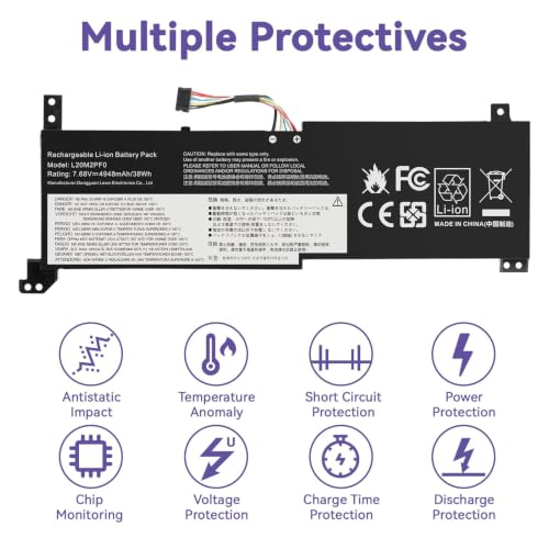 Image of L20C2PF0 L20M2PF0 Laptop Battery Replacement for Lenovo IdeaPad 3-14ADA6 3-14ALC6 3-14ITL6 3-14ABA7 3-15ADA6 3-15ITL6 3-15ALC6 3-17ALC6 3-17ITL6 V14 V15 V17 G2-ALC G3-ABA Series L20L2PF0 38Wh