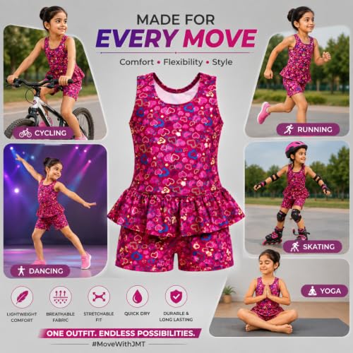 Image of LEBAMI ﻿Kids Girls One piece Swimsuit Combo Kit | Frock Swim Costume with Goggles, Cap, Swimming Tube, Nose Clip & Earplugs | Pool & Beach Swimming Kit