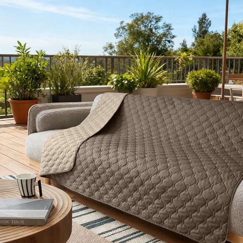 Image of gogobunny 100% Double Sided Waterproof Dog Blanket Soft Pet Bed Cover Reversible Protect Furniture Couch Sofa Car for Puppy Cat Kids (Dark Walnut /Light Walnut, 52x82 Inch (Pack of 1))