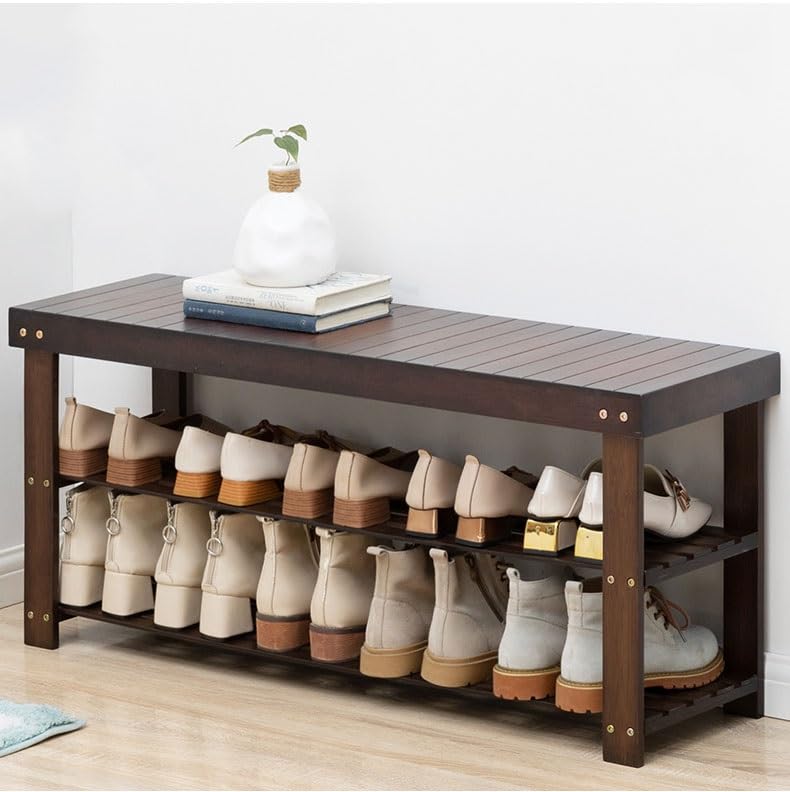 Banc à chaussures en bambou pour entrée et chambre - Aménagement de salon et balcon chaleureux