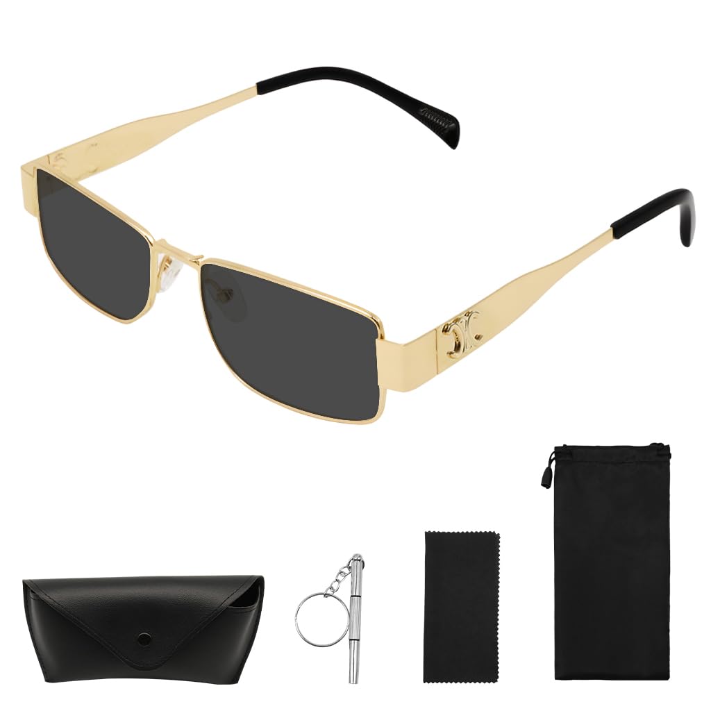 proberos Luxury Metal Small Frame Punk Sunglasses Women and Men Summer Traveling Eyeglasses（Black）-picture-14