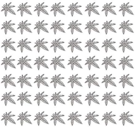 Wixine 50Pcs 25x22mm maple leaf charms Antique Silver Tone Pendant Bead Making