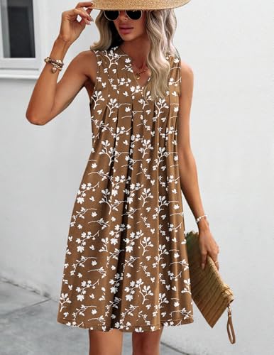 HOTOUCH Womens Beach Dress Cotton Red Flower Dress with Pockets Summer Cutout Boho Dresses for Women 2024 Tropical Print Vacation Dresses X-Large - Image 2