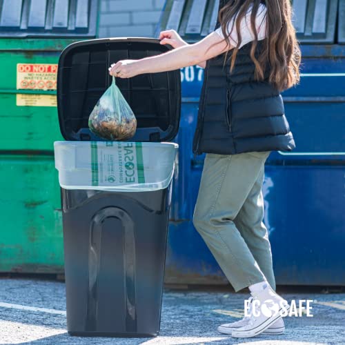 Image of EcoSafe-6400 HB8270-12 Certified Compostable Bag - 82x70 inch Green Bags for 152 Gallon Bin - Extra Strong Leak, Puncture and Tear Resistant Food Scraps Bin Liners, Pack of 25