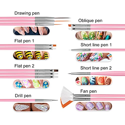 P12cheng Nail Dotting Kit Multifunktionale Nail Art Werkzeug Acryl Nagel Kit mit Malerei Pinsel Zartes Schwarz – Bild 8