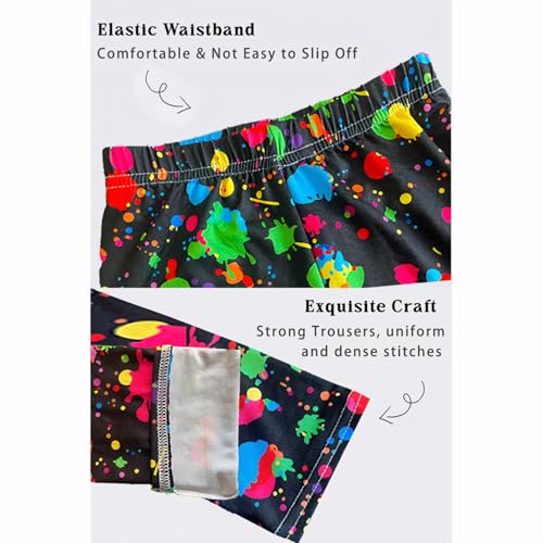 3 Pack Girls' Full Length Printed Leggings Toddlers Active Stretch Leggings Soft Kids Pants 3-10 Years2