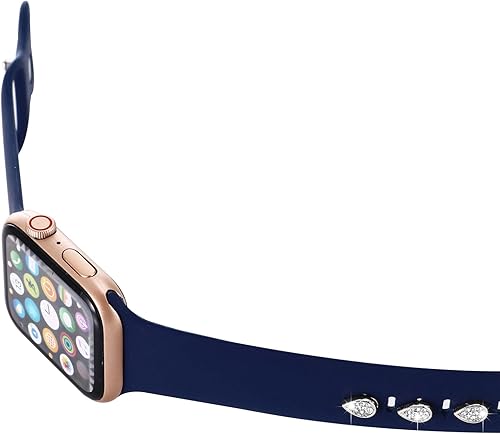 Miniatura 4 de 3 piezas de clavos decorativos de metal brillante compatibles con Apple Watch Band 45444241401.496 in bandas de silicona para mujeres iWatch Series