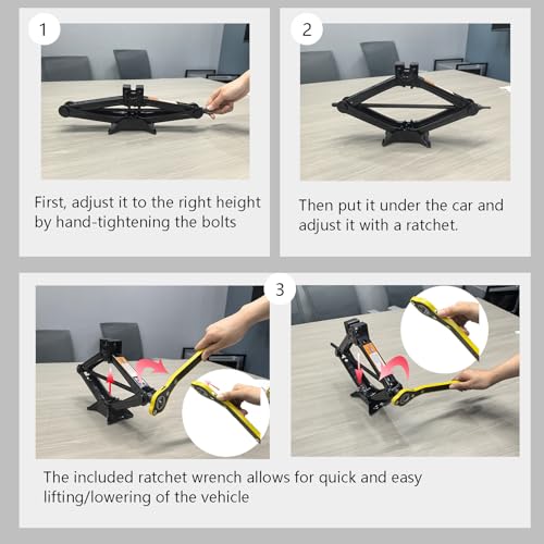 Image of Car Jack Kit 4 Pack, Scissor Jack for Cars 2 Ton /4409 lbs, Tire Jack Kits with Ratcheting Handle, Tire Changing Kit for Car, Portable Scissor Lift Jack