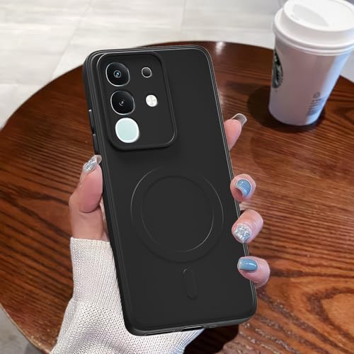Image of Pikkme Back Cover for Vivo T4x 5G / iQoo Z10x 5G / Vivo Y31 Pro 5G Soft Matte Silicone Mag-Safe Design (Mag-Safe Not Support) Camera Protection | Slim Fit Bumper Cover (Black)