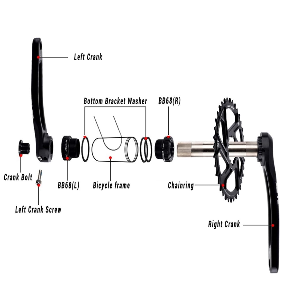 175 millimetri Mountain Bike sinistra / destra pedivella braccio cavo integrato MTB pedivella set