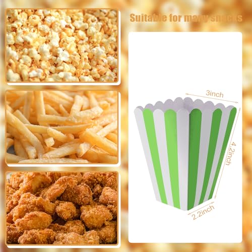 Image of 50 Pcs Popcorn Boxes Mini Paper Popcorn Box Cardboard Popcorn Container for Party Disposable Snack Candy Popcorn Bags Popcorn Holder for Movie Nights Birthday Wedding (Light green,White)