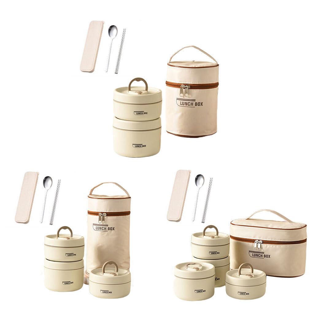 Fiambrera térmica de acero inoxidable para comida caliente en cualquier lugar, caja portátil con aislamiento térmico de 2/3/4 compartimentos, 4 Uds.
