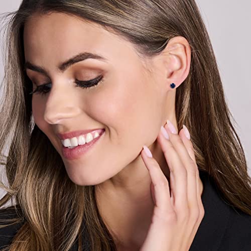 Round 14K Gold Earrings for Women in Solid 14K White Gold 585/14K Yellow Gold 585 with Ruby/Sapphire/Zirconia/Emerald Gemstones, Stud Earrings For Women,Women's Jewelry Delivered in Jewelry Box4