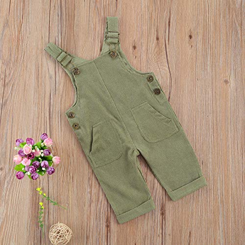 Newborn Infant Baby Boy Girl Fall Winter Suspender Pants Overalls Corduroy Bib Pants Trousers With Pockets (Green, 18-24Months) #TOP6