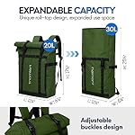 Haimont Rolltop Backpack Commuter Carry on Backpack for Women Men Water-Resistant Daypack with Multiple Pockets, 20L, Army Green - Image 3