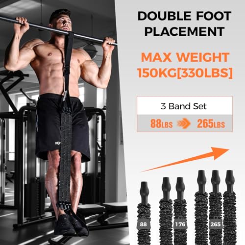 Image of Innstar Pull Up Assistance Bands, Heavy Duty Resistance Band for Pull Up Assist, Adjustable Resistance 165-265lbs with Fabric Feet /Knee Rest, Pull Up Bands Assistance Bands