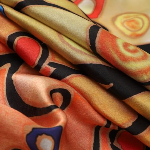 JWSilk Long Charmeuse Silk Scarf Classic Art Print4