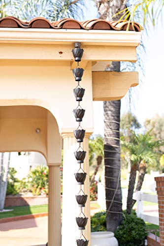 Monarch Rain Chains 19135 Aluminum Akira Rain Chain, 8-1/2 Feet Length Replacement Downspout For Gutters, Black #TOP2