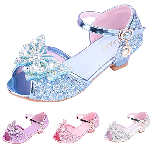 Girls Butterfly Crystal Party Wedding Sandals Princess Open Toe Heels Shoes Kids Formal Indoor Outdoor House Shoe2