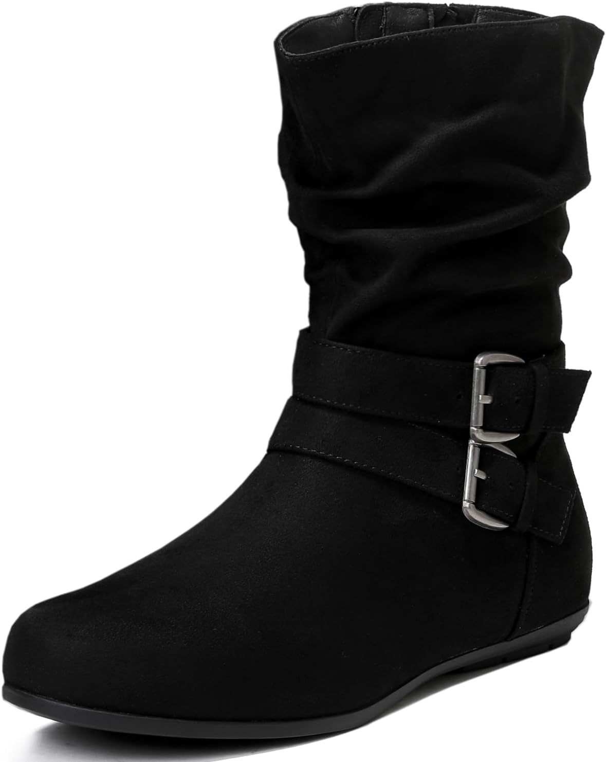 Luoika Women's Wide Width Low Heel Side Zipper Ankle Boots