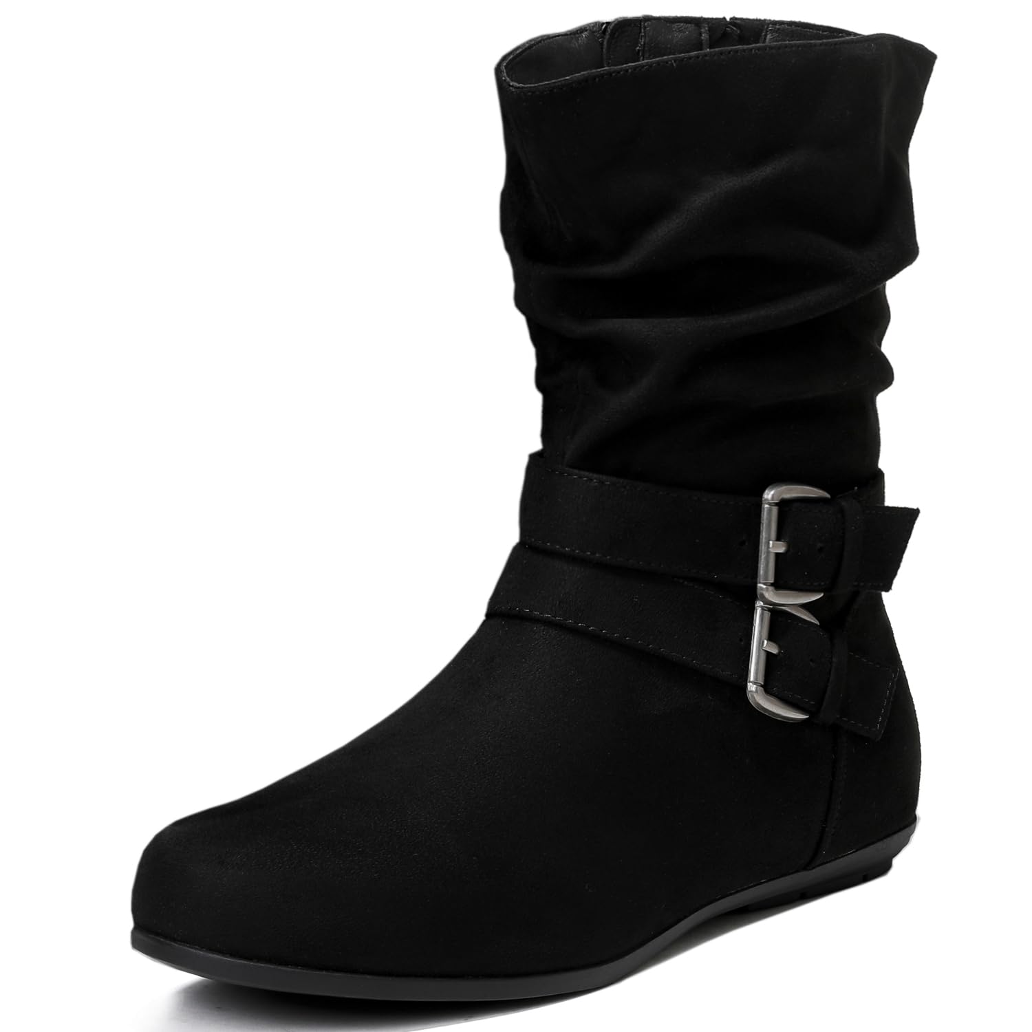 Luoika Womens Wide Width Low Heel Side Zipper Ankle Boots