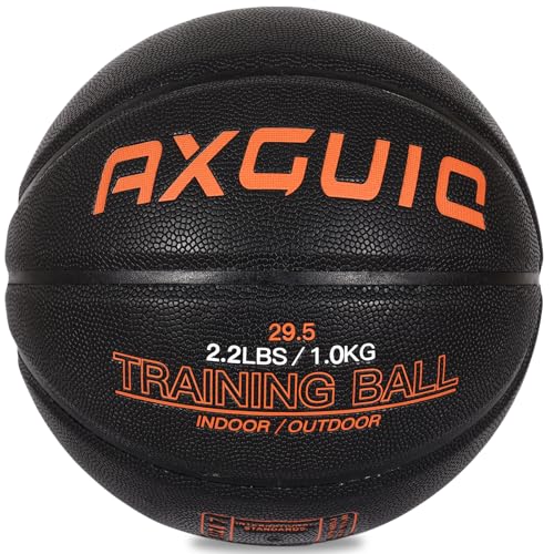 AXGUIQ 2.2LBS 29.5 Weighted Heavy Basketball Training Equipment for in& Outdoor Improving Dribble Up Basketball Handling Dribbling Passing&Rebounding Skills Size 7 Weighted Training Basketballs