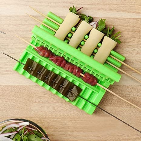 Hiki Ziki Barbecue Stringer Food String | Skewers Kebab Maker Box | Beef Meat Vegetable String Grill | Barbecue Kitchen Accessories | BBQ Gadget Barbecue Stringer + 8 pcs Stick BBQ