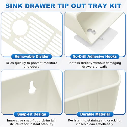 Image of Upgraded 11 inch Tip-Out Plastic Sink Trays Kitchen Sink Tip Out Tray