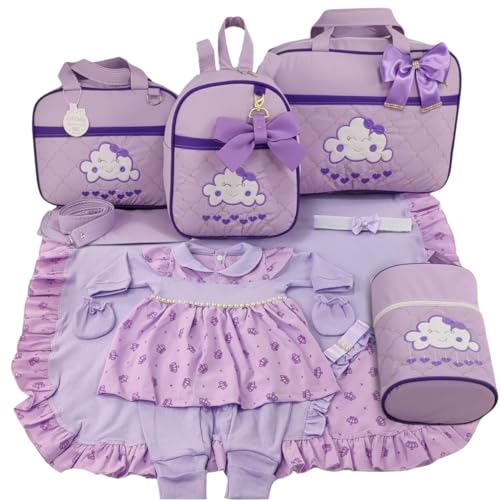 KIT BOLSA MATERNIDADE 5 PEÇAS NUVEM + SAIDA MATERNIDADE MENINA