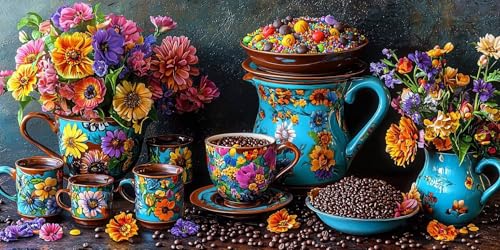 Pintar por Numeros Adultos, DIY Painting by Numbers Kits, Granos de café Cuadros para Pintar por Numeros Pinturas Acrilicos, con Pinceles, Decoración para el Hogar Regalo 100x200cm sin Marco j-486