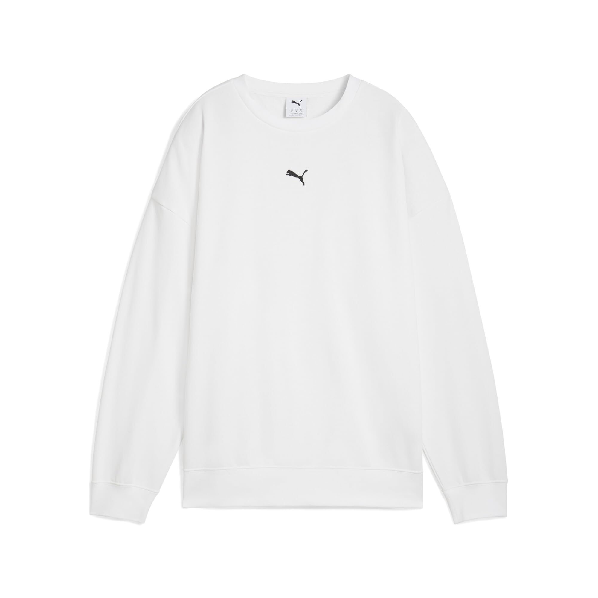 PUMA Mädchen Oversized Crew FL Sweatshirt, Puma Weiß, 158 EU