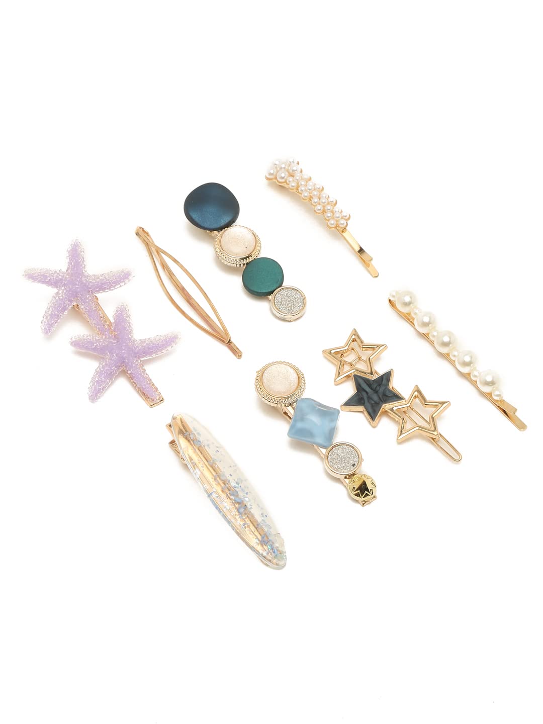 Plated Combo of 8 Hair Clips & Pins for Women